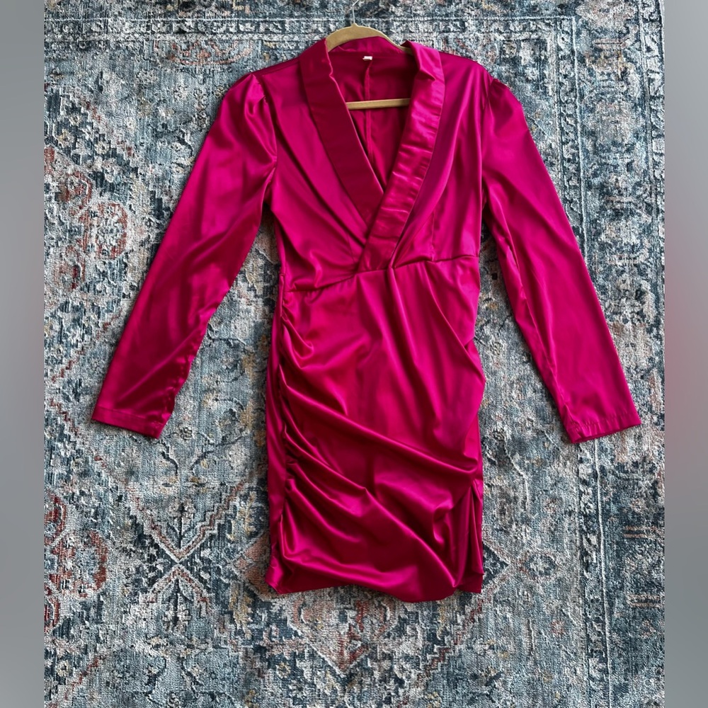 Elegant Fuchsia Satin Dress